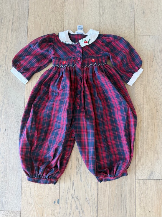 fried knit creations Other - Vintage Fried Knit Creations Baby Romper 18M Plaid Smocked Heirloom